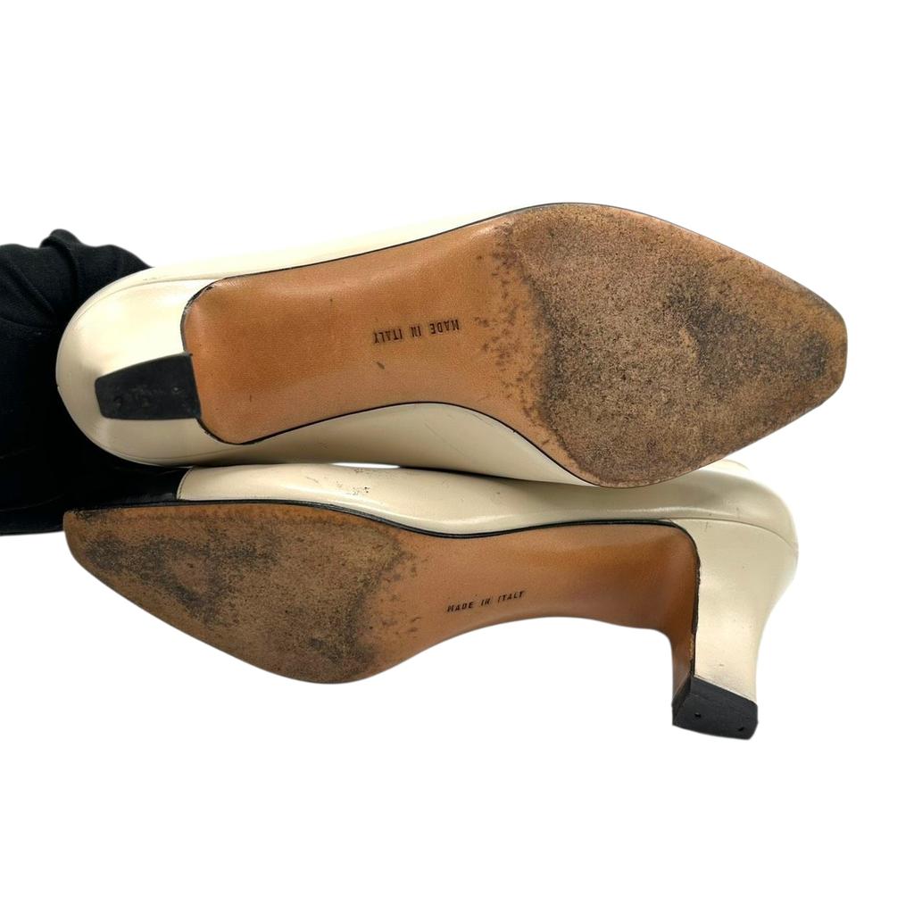 Used Salvatore Ferragamo Pumps Valapumps Beige/black Leather Women
