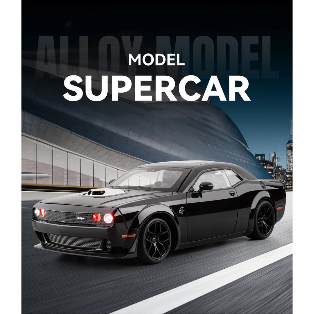 1/18 Dodge Challenger SRT Hellcat Сплав Трассовый Гоночный Автомобиль Модель Металлический Мускулистый Спортивный Автомобиль Модели Транспортных Средств Звук Свет Детские Игрушки Подарок