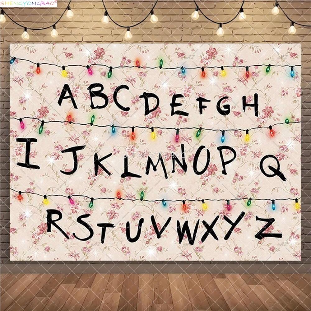 American TV Stranger Luminous Letter Photography Backdrops Prop Alphabet Light Baby Gift Birthday Party Background ZZ-02