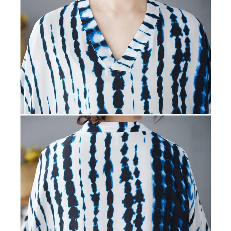 Dimanaf Плюс размер Новое летнее длинное платье с принтом 2025 года Женское базовое винтажное пляжное повседневное платье с V-образным вырезом Свободное платье