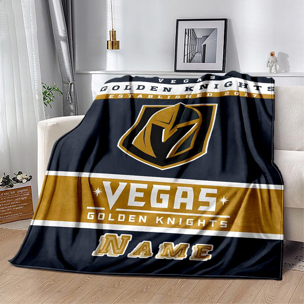 Golden Knights Vegas Pride Personalized Text Blanket Gift Customizable Blanket Ultra-Soft Throw For Chair Nap Couch Bedding for All Occasions