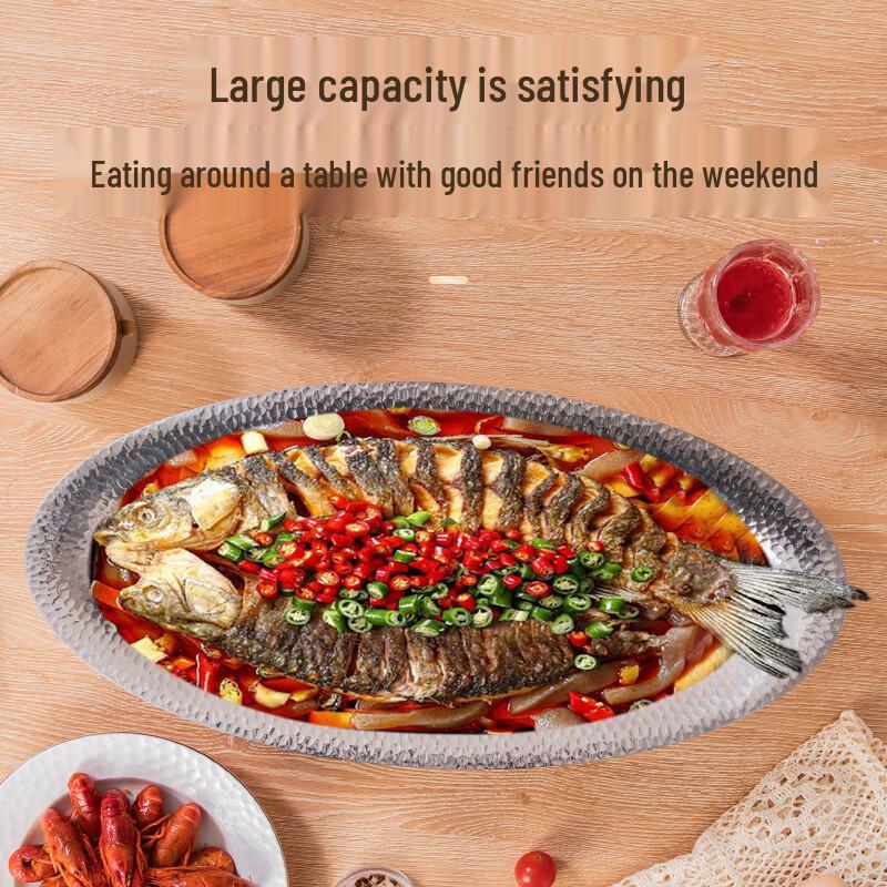 ZISIZ Oval Hammered Aluminum Fish Roasting Pan