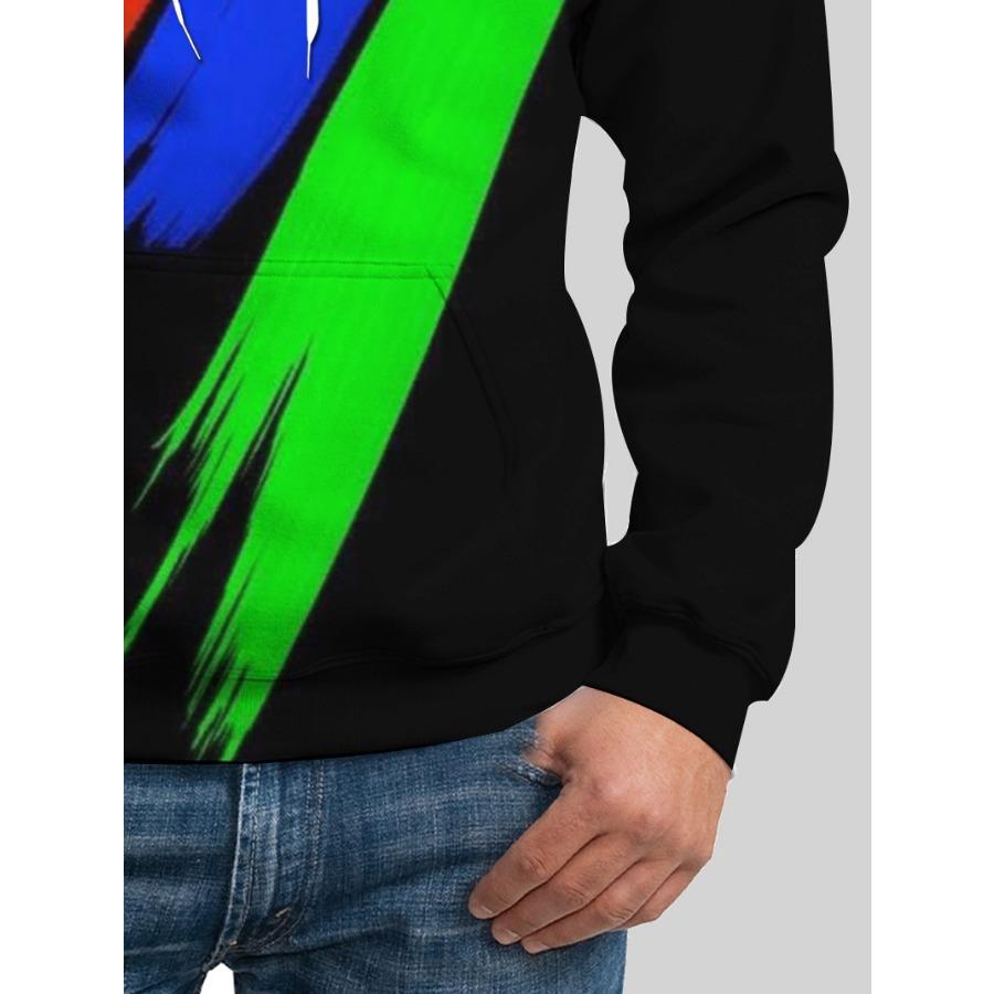 Autumn Winter Ink Tye Dye Pullovers Long Sleeves 3D Printed Men's Hoodie, Halloween Black Pattern, Trendy Sportswear