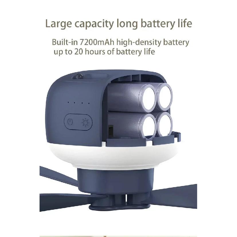 Portable Ceiling Fans Outdoor Camping Fan Tent Ventilator Cooler Rechargeable Electric Fan Remote Control LED Lighting