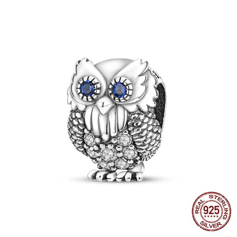 Original Owl Beads 100% 925 Silver Lucky Cat Elephant Charms Fit Original 925 Bracelet DIY Jewelry Making Women's Gift
