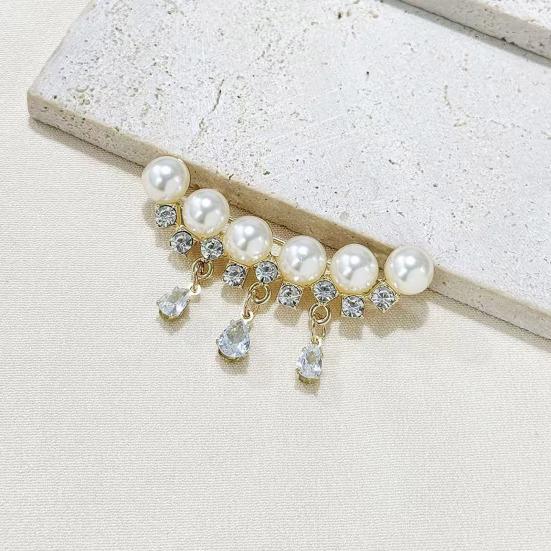 Women Brooch Sparkling Rhinestones Imitation Pearls Decor Suit Lapel Pin Sweaters Collars Hats Bags Coats Scarves Badge