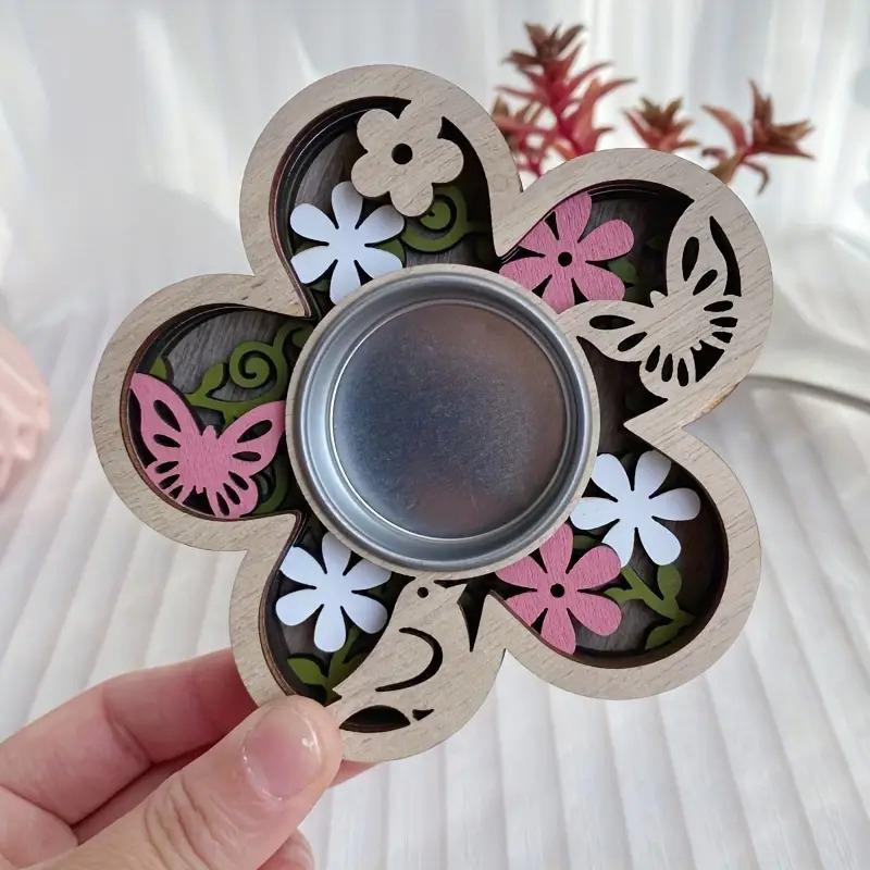 Деревянный декоративный подсвечник в форме бабочки в стиле ретро с узором для резьбы по дереву для гостиной, уникальное украшение