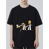 Oversized T Shirt Black Homer Simpson and Moe Drinking Beer Cartoon Print Casual Streetwear for Men and Women