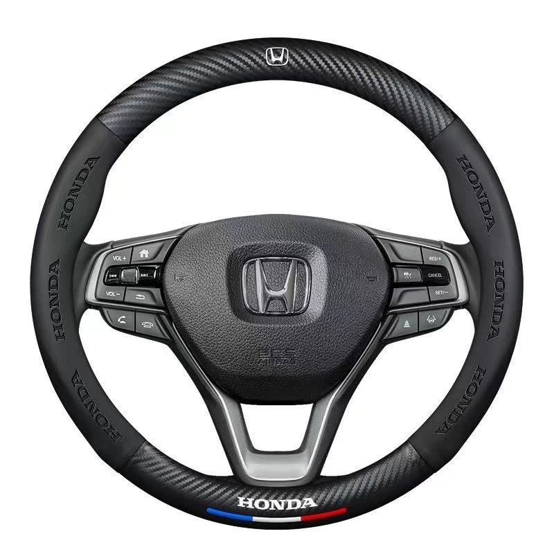 ASZ2 38cm Honda Steering Wheel Cover Carbon Fiber Leather for Accord Civic CRV Xrv Crown City Brio Jazz Accord Brv Crv Hrv Odyssey