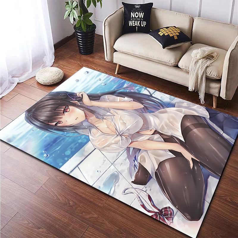 Сексуальный аниме-девушка с принтом, креативный узор, нескользящий ковер на заказ, гостиная, спальня, игровая комната, комната для просмотра фильмов