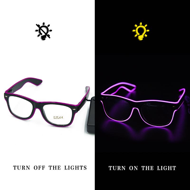 Светящиеся светодиодные очки Неоновые вечерние мигающие очки EL Wire Glow Gafas Светящиеся новинки Подарочные светящиеся солнцезащитные очки Яркие световые принадлежности
