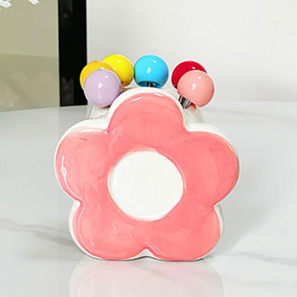 Многоразовые десертные вилки в форме цветка, набор разноцветных фруктовых вилок, украшения для стола