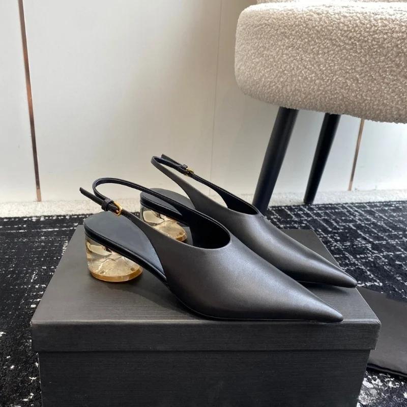 Fashion New Strange Style Heel Black Silver Simple Sandals Summer Solid Color Fashion Square Head 5cm Low Heel Women's Shoes Size 34-43