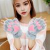 1 Pair Women Winter Gloves Half-finger Cat Paw Shape Thick Plush Elastic Warm Heat Retention Non-slip Windproof Wrist Protection Cycling Riding