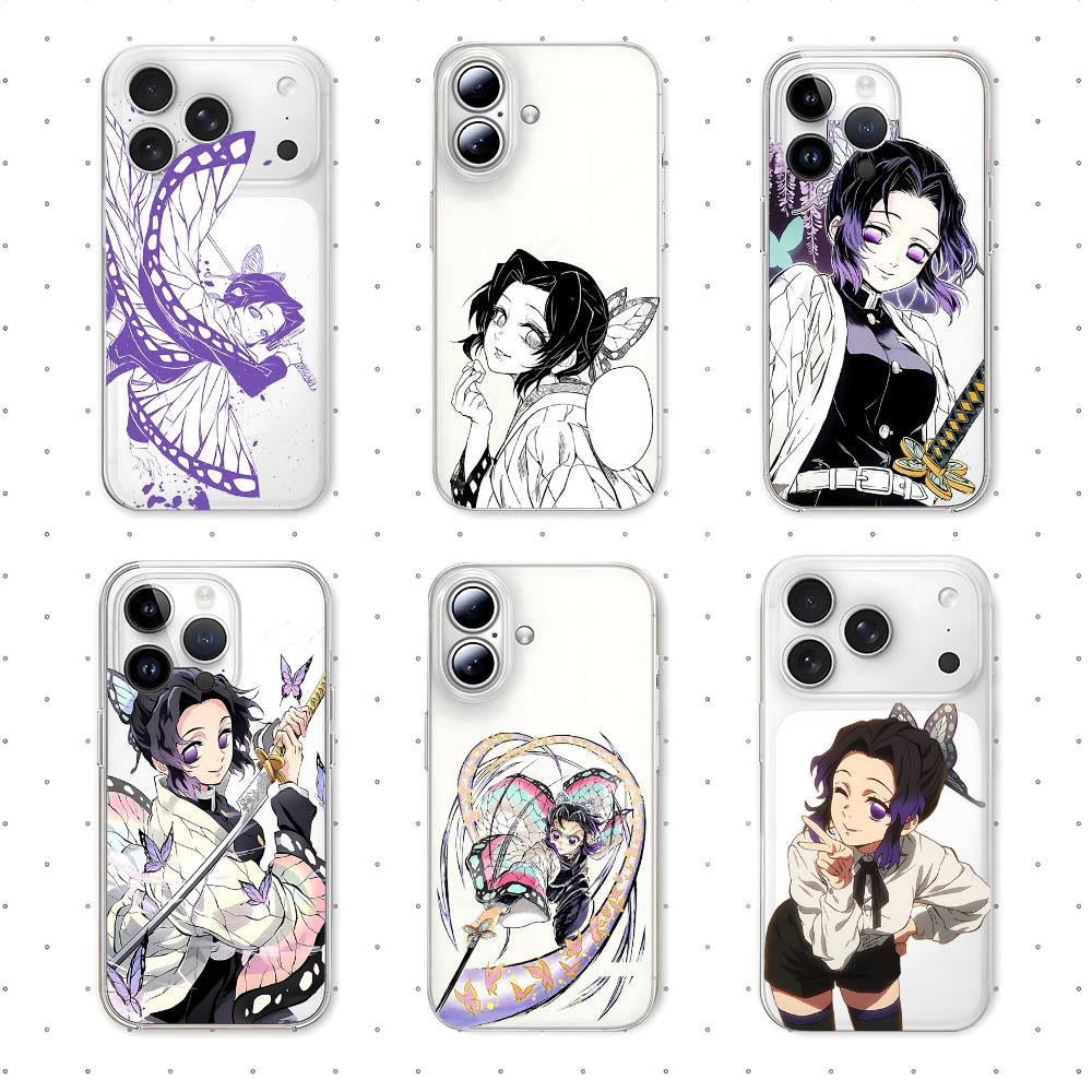 Милый чехол для телефона S-Shinobu K-Kochos Для Iphone17 16 15 11 13 14 Pro Max 7 8 Plus X Xr Xs Max Se2020 12mini Прозрачный чехол