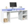 VidaXL Desk with LED Lights White 200x55x91 Cm Engineered Wood, Writing Desk, Computer Desk, Desk At 3309438