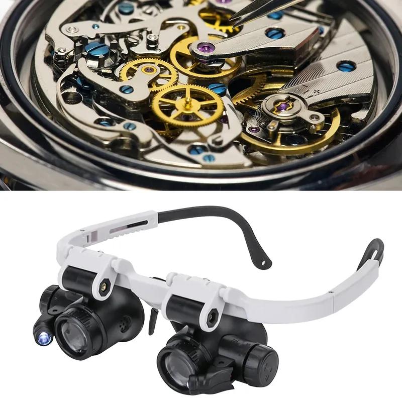 1~10pcs Telescopic Magnifier Glasses Loupes with 2 LED 8X/15X/23X Lens Observation Magnifying Eyewear Jewelers Watchmaker Repair