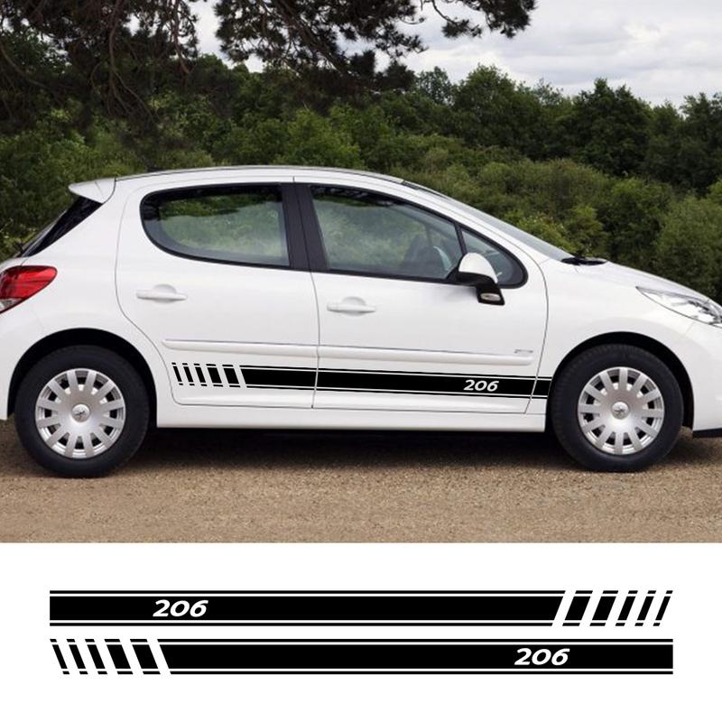 Car Side Line Stickers Tuning Accessories Vinyl Film Decals for Peugeot 206 DIY Auto Sports Decal Graphics Wrap Accessories
