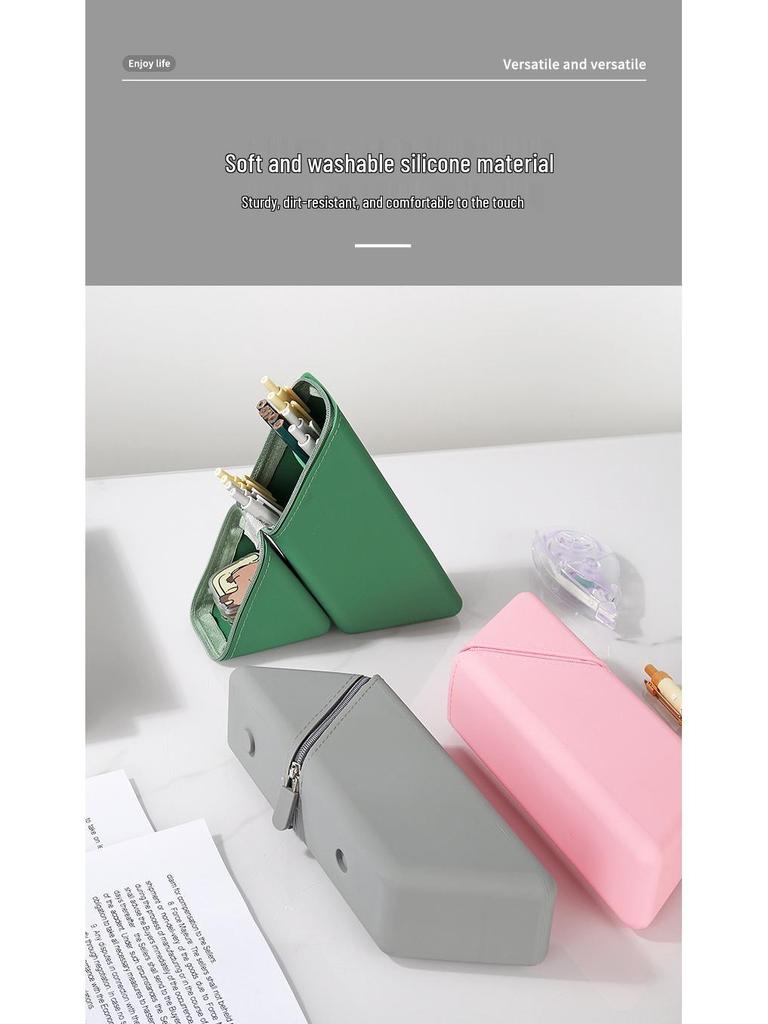 Вместительный мягкий силиконовый телескопический пенал и подставка для ручек