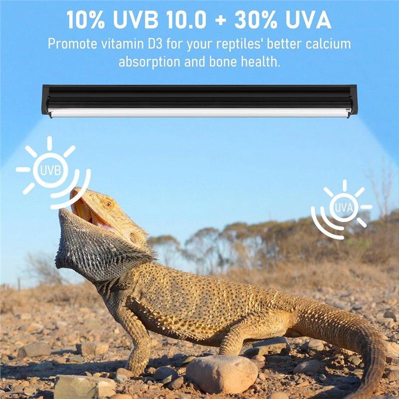 Reptile UVB Light Bulb T5 10.0, 24W HO UVA UVB For Bearded Dragon Light Bar 22 Inch 2 Pack