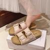 Повседневная верхняя одежда, мягкая подошва, тапочки Boken, лето 2025, новинка, двубортные тапочки на одно слово, женские, ретро, универсальная пляжная обувь