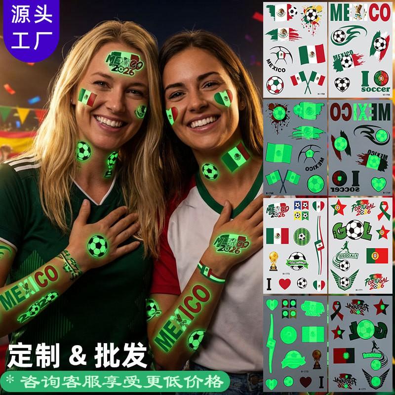 Glow In Dark Temporary Tattoos World Cup Fans Party Face Stickers Water Transfer Decals