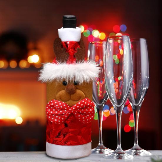 Рождественская винная бутылка Чехол Санта Снеговик Олень Красная винная бутылка Чехол Праздничный стол
