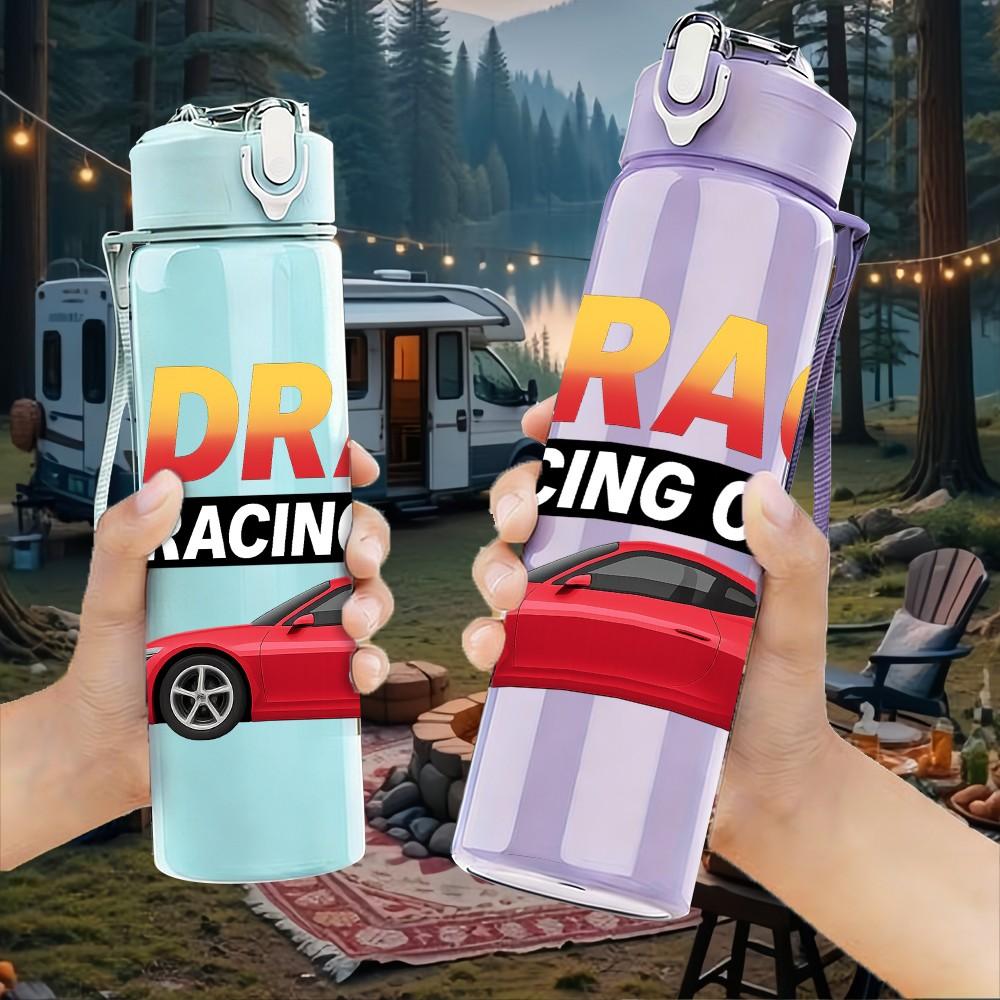 1PC Drag Racing Sport Car 750ml Color Plastic Sports Water Bottle Leakproof Flip Straw Lid Suitable for Sports Office Home Use