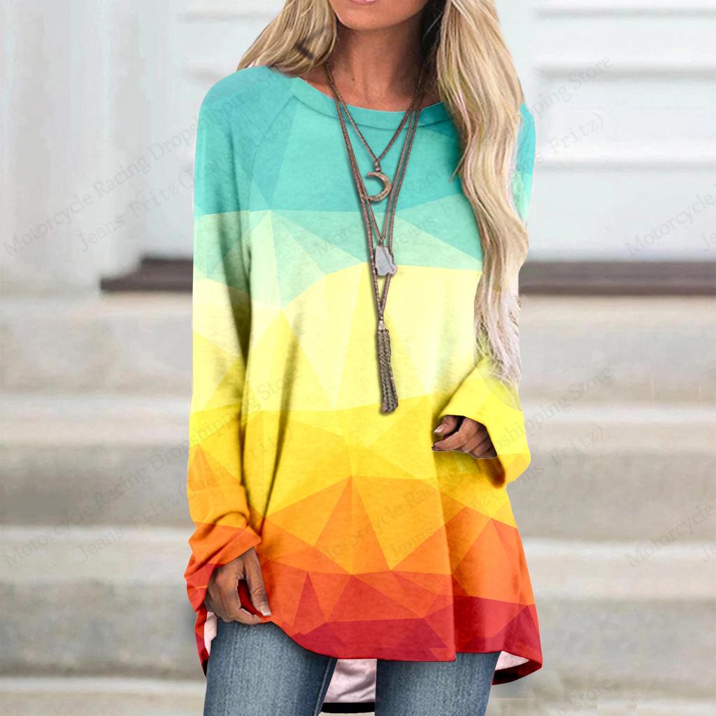 Новая женская футболка с забавным рисунком ананаса, 3D-принт, женская мода, повседневная, с круглым вырезом, с длинным рукавом, футболки, женская одежда