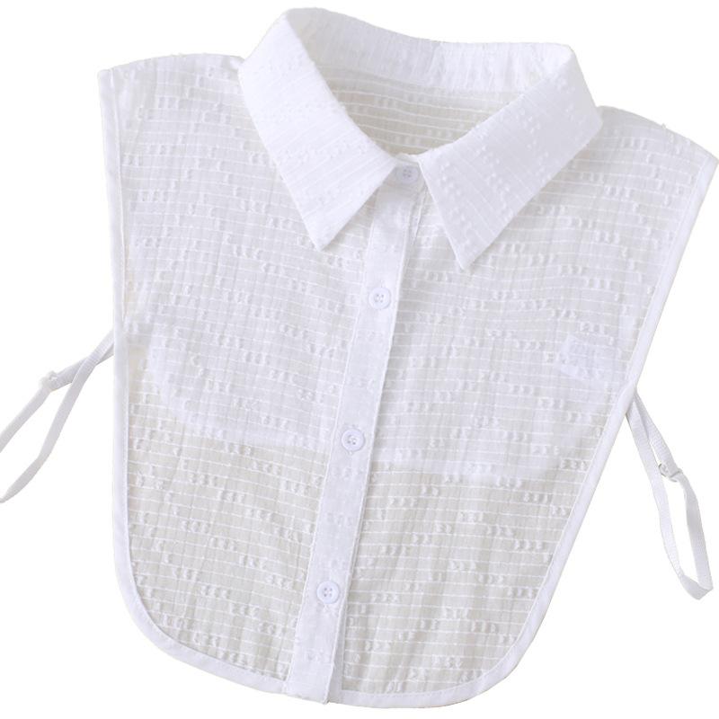 Fake Collar Women'S Pointed Neck Jacquard Round Neck Fungus Edge Lady'S Collar Shirt Stand-Up Collar Cotton White B507