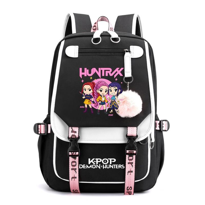 K-pop Inspired Anime Girl Group Backpack Students Teens School Use Lightweight Oxford Fabric With USB Port Padded Straps