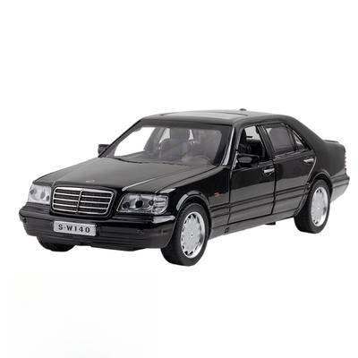 1/32 Mercedes-Benz W140 Классическая модель игрушечной машины Литой сплав Миниатюра Звук и свет Оттягивание назад 1:32 Коллекция Подарок для Мальчика Малыша