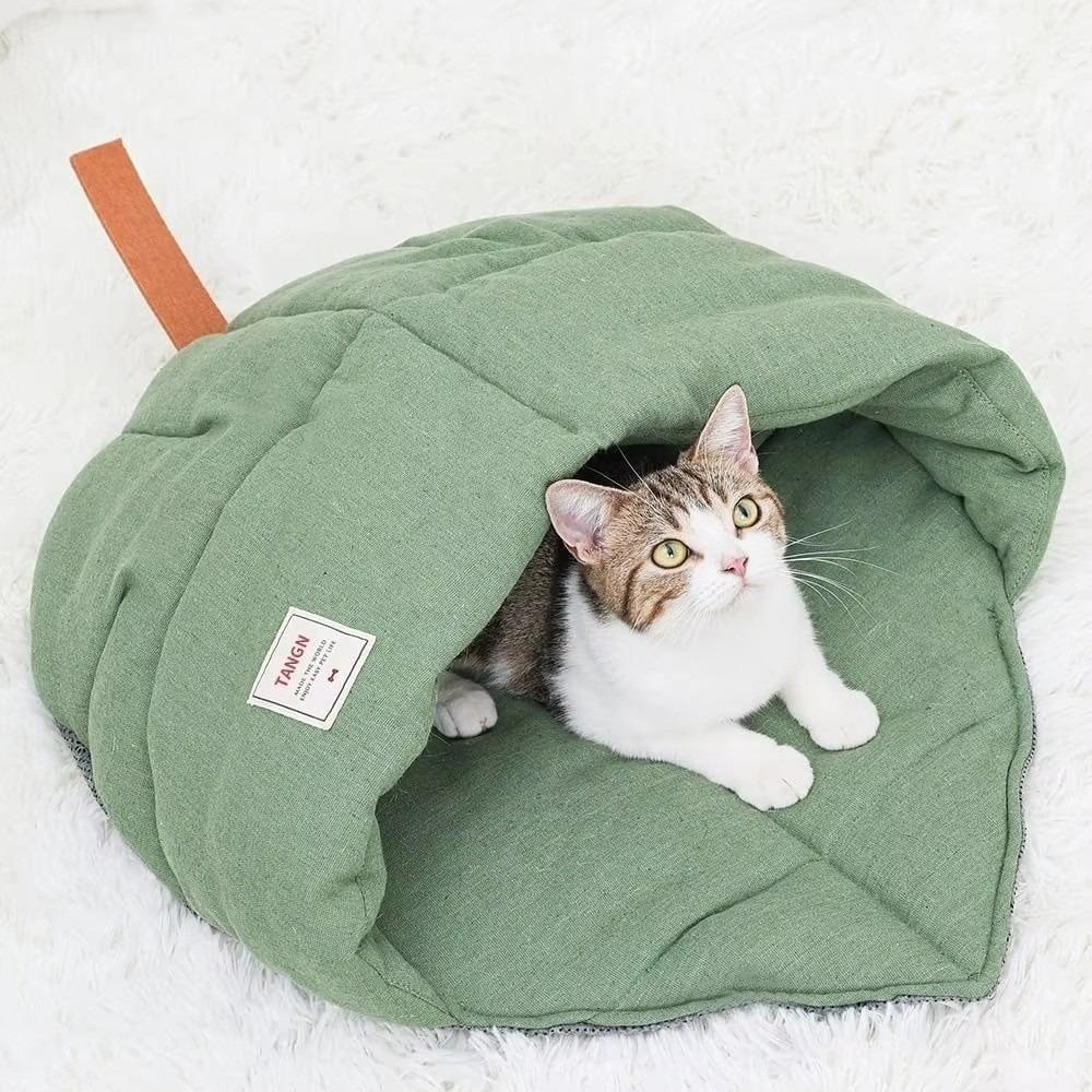 Linen Fabric Cat Sleeping Bag Durable Pet Cuddle Zone New Thermal Washable Bed Puppy Kitten