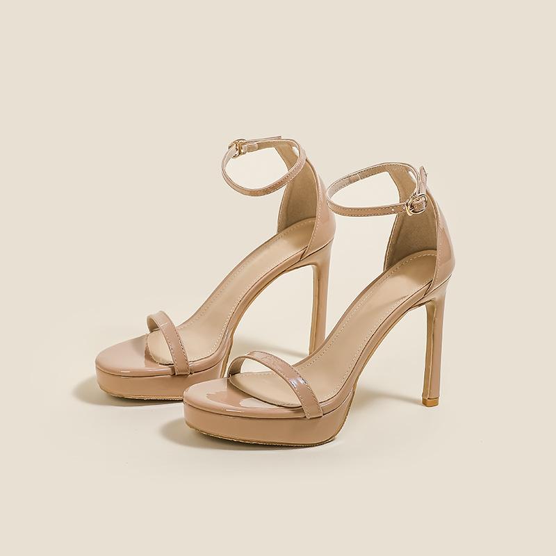 Thick-soled One-word Sandals for Women's Summer SW Stars with the Same Waterproof Table High Heels, Sexy Versatile Height-increasing Stiletto Shoes