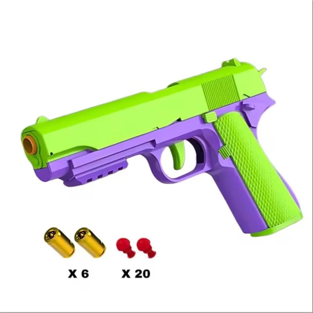 M1911 Carrot Children's Toy Gun F8 Automatic Shell Throwing Continuous Pistol Boy Toy Gun Soft Bullet