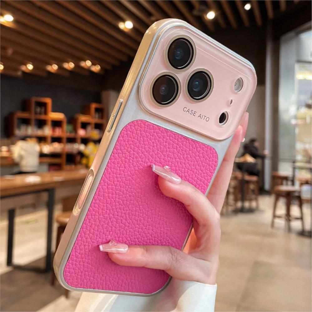 Кристальный чехол с большим окном из кожи личи для iPhone 17 16 15 14 13 Pro Max 17Pro Ударопрочный бронированный мягкий бампер Защитная накладка Skin
