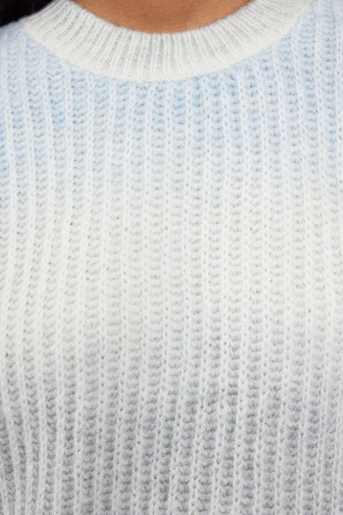 Женский модный стильный свитер, серый мягкий текстурированный трикотаж с цветными блоками, свитер