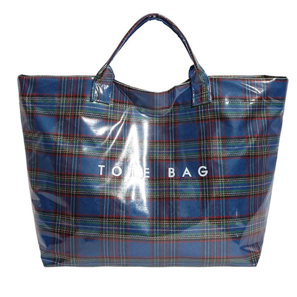Large Capacity Plaid Tote Bag Reusable Waterproof Grocery Shopping Bag Foldable Travel Storage Tote for Women
