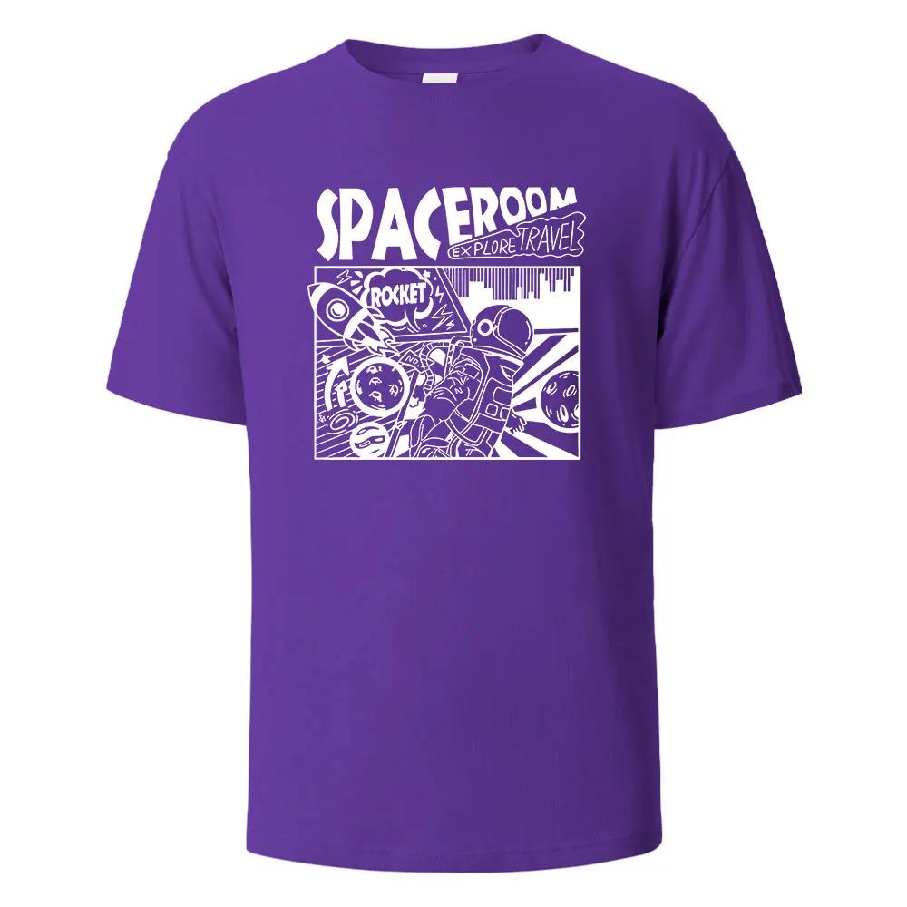 Мужская футболка с принтом Spaceroom Funny 100% хлопок оверсайз с коротким рукавом футболки для мужчин женщин летняя мода повседневные топы с круглым вырезом