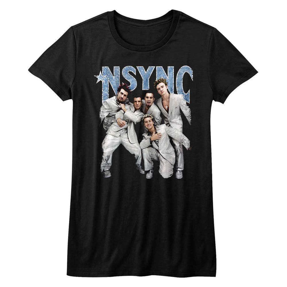 Ladies NSYNC Silver Suits Black Pop Music Boy Band Shirt Unisex T-Shirt