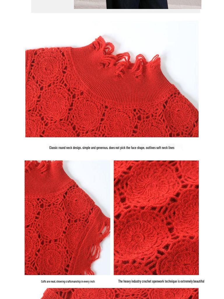 Niche Design Luxury Crochet Knit Wool Sleeveless Cardigan