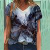 Floral Print T-shirt V-neck Print Women's Short Sleeved T-shirt Top