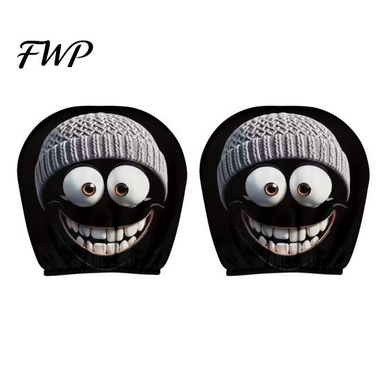 Decorative Car Headrest Protector Funny Covers, Ice Silk Double Side Breathable Cover Print, Stretchable Universal Auto Seat Neck Pillow Cartoon