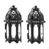 Pair of Glass Tealight Holders with Iron Lantern for Events And Home