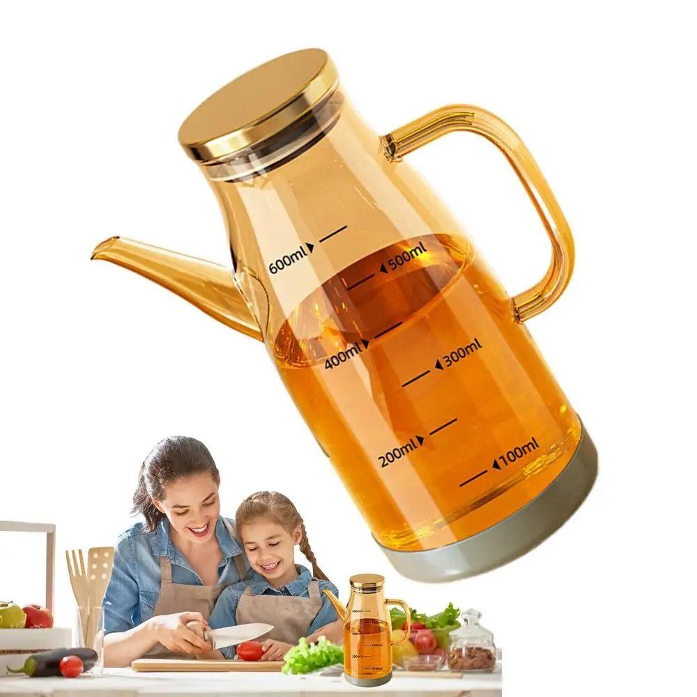Leakproof Cooking Oil Bottle Rubber Base Soy Sauce Pot Multipurpose Glass Oil Cruet Container  Home