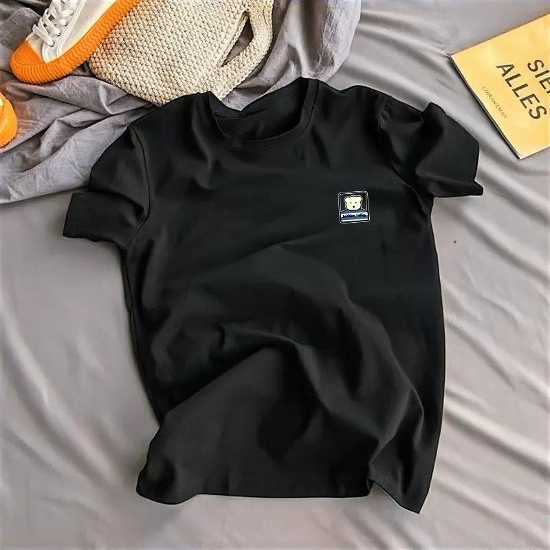 Short-Sleeved T-shirt Men's and Women's Cotton Ins Trendy Summer Versatile Round Neck Loose T-shirt Couple Wear Half Sleeve Print Top