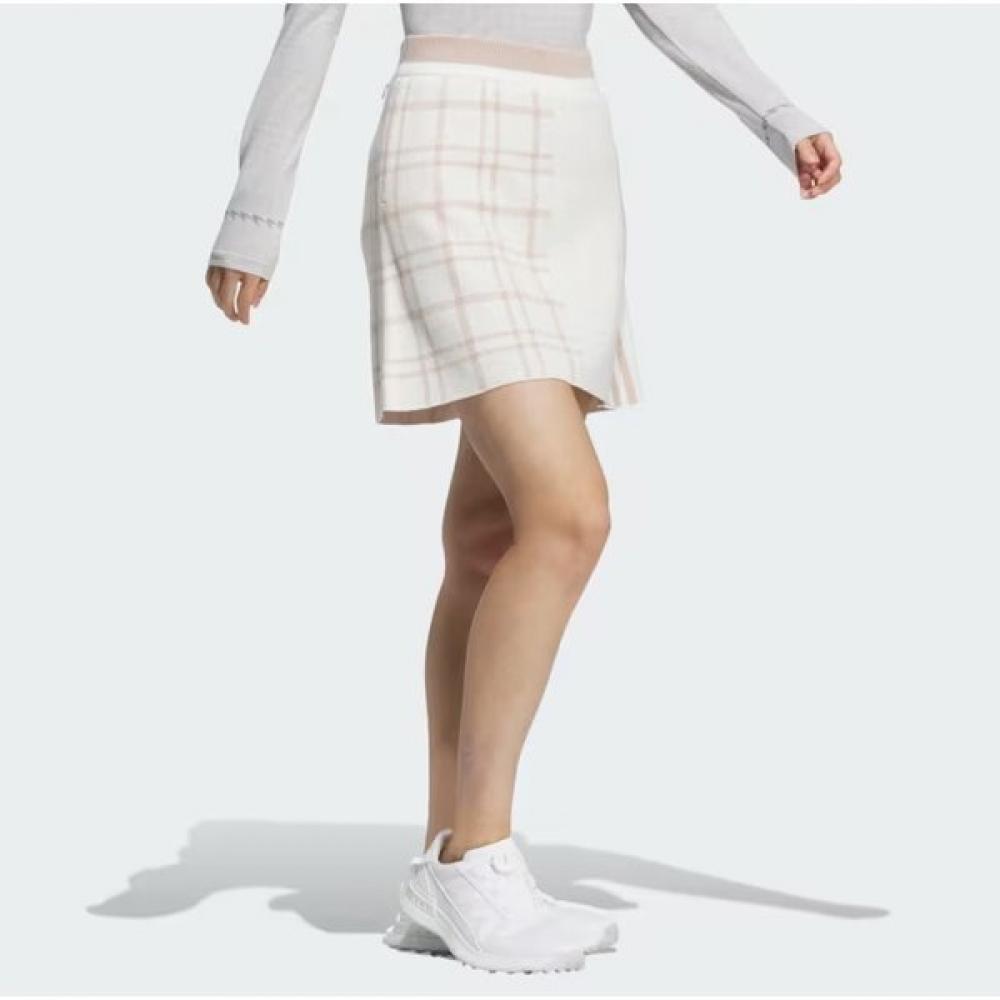 Adidas Golf Fw Women S Knitted Pulley faShion 3S Check Skirt iS4756 Ivory
