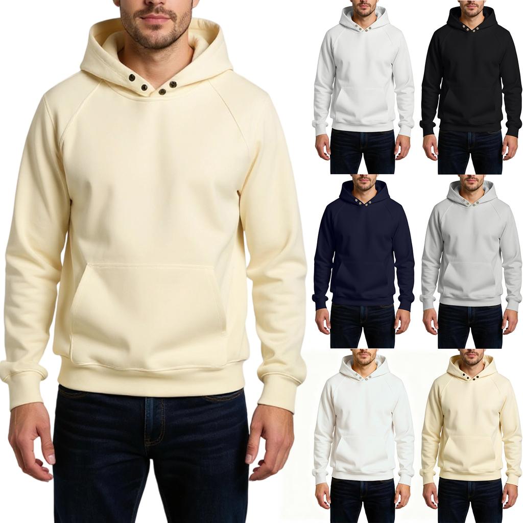 Men's Loose Leisure Versatile American Style Button Hooded Hood Hoodie