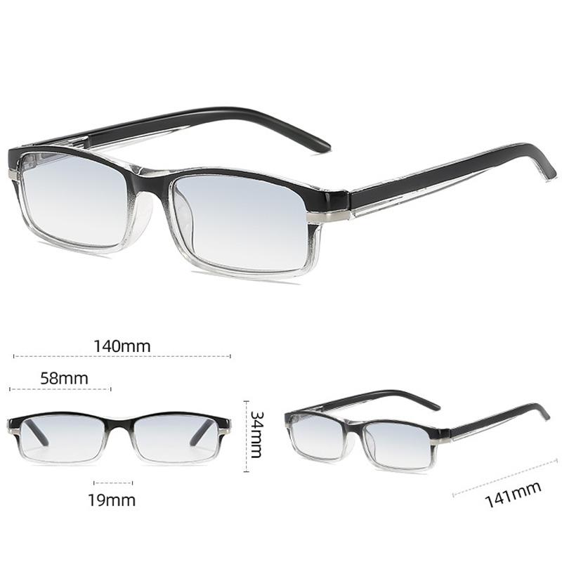 Small Rectangle Frame Pochromic Reading Glasses Gradient HD Lenses Anti-blue Light UV Protection Presbyopia Glasses To +4.0