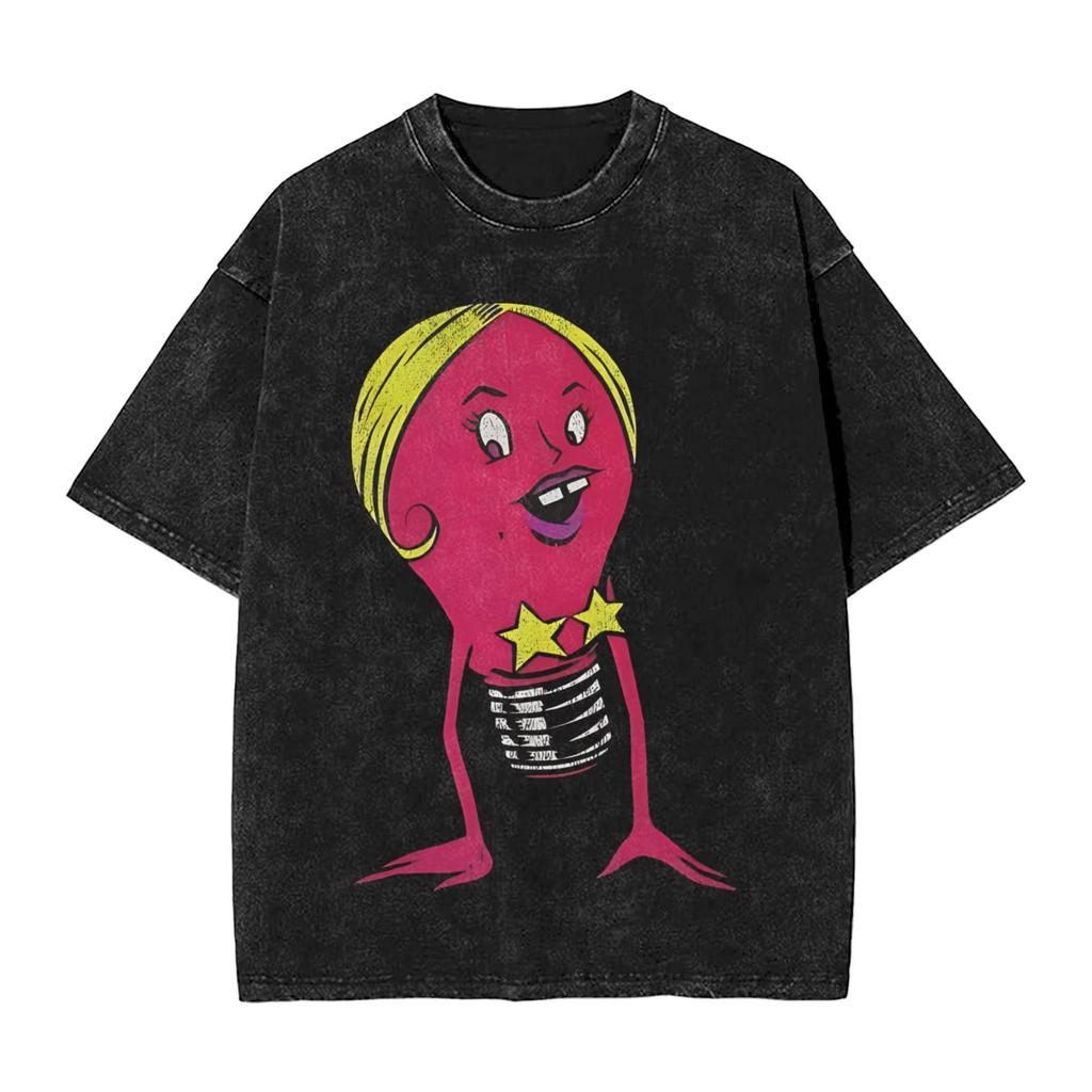 Retro Queen of The Stone Age Band Men's T Shirt Washed Humor Tees Short Sleeve Round Collar T-Shirt Pure Cotton Clothes